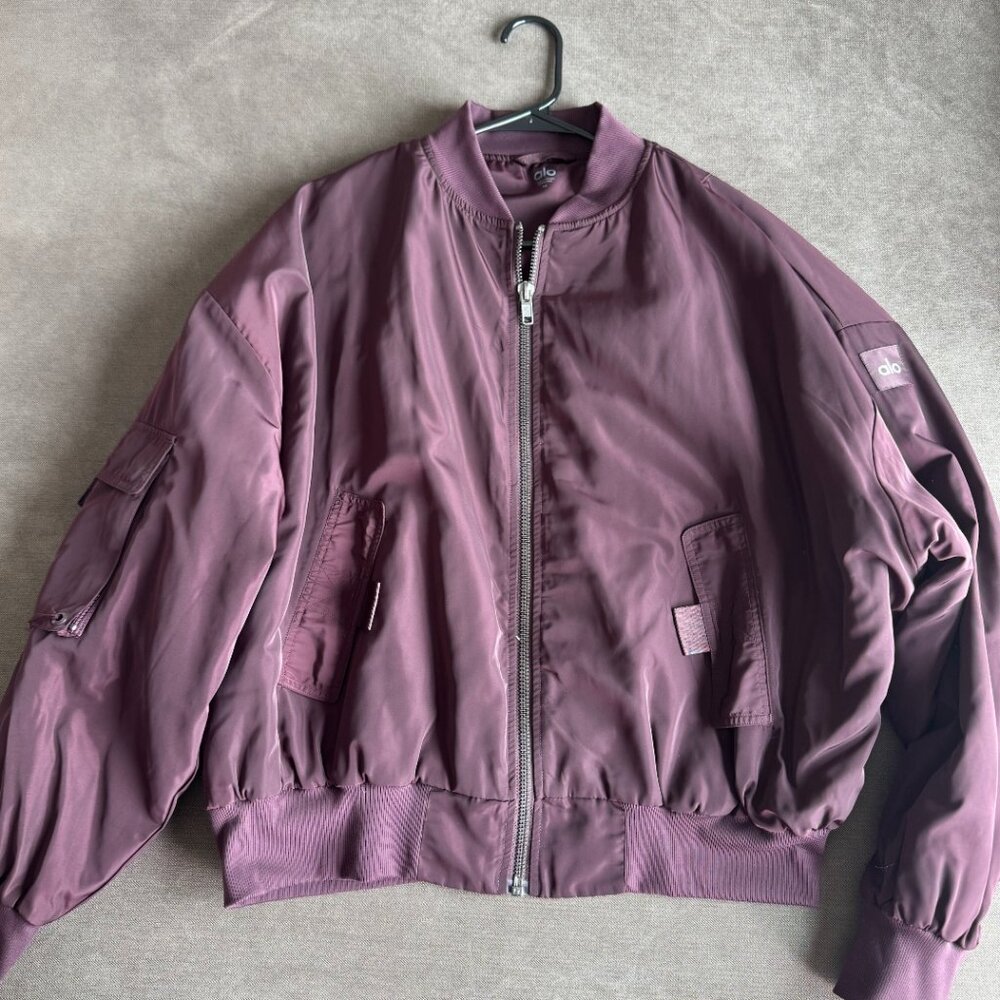 ALO Maroon Oversized Bomber Jacket
